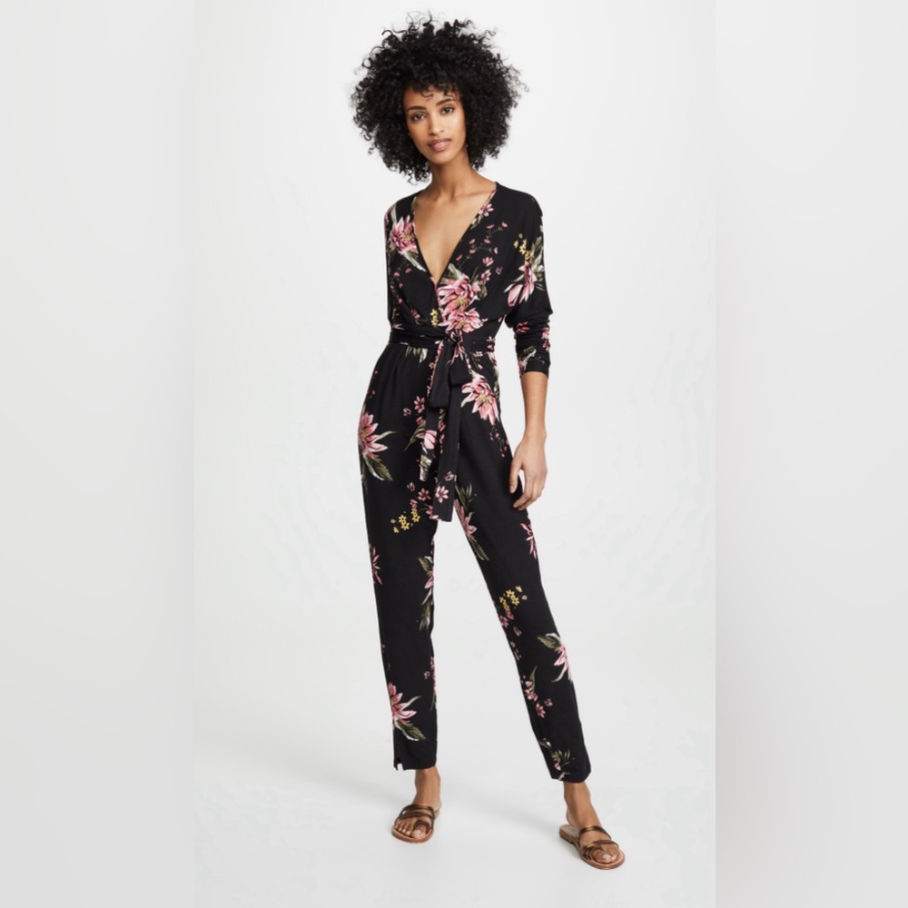Yumi Kim XS black floral jumpsuit. Barely worn.
